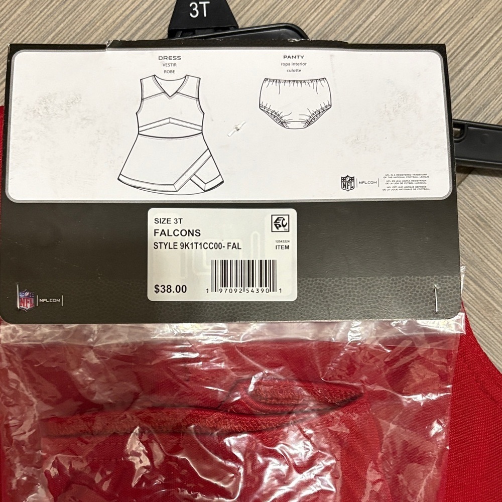 NFL Falcons Kids Cheerleader Dress - Red, Black, and White - Picture 4 of 4